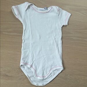 Petit Bateau Ivory Bodysuit with Soft Pink Trim